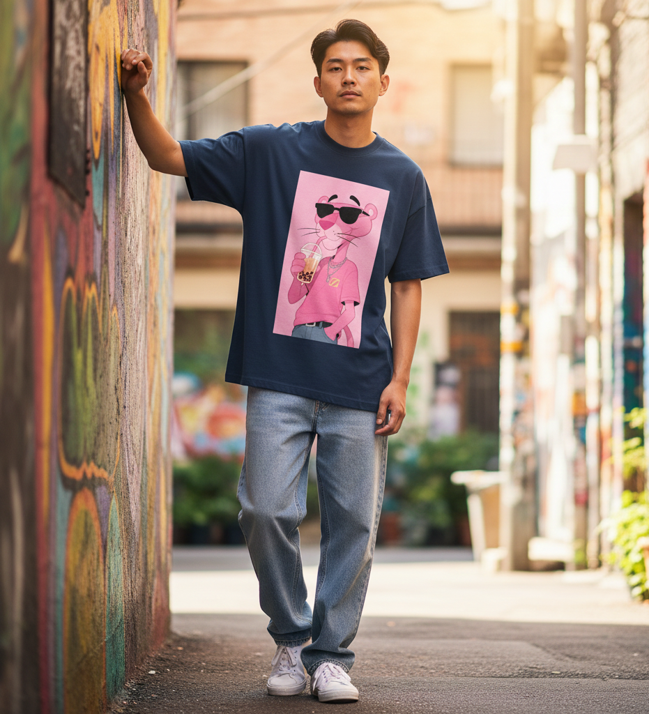 Pink Panther Boba Tee Oversized t shirt